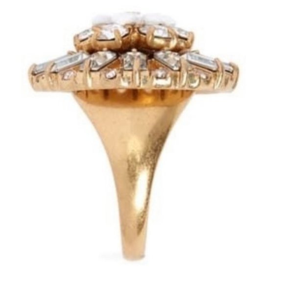 J. Crew Flower Crystal Statement Cocktail Ring Size 8 Cubic Zirconia 1” Setting - Picture 4 of 8
